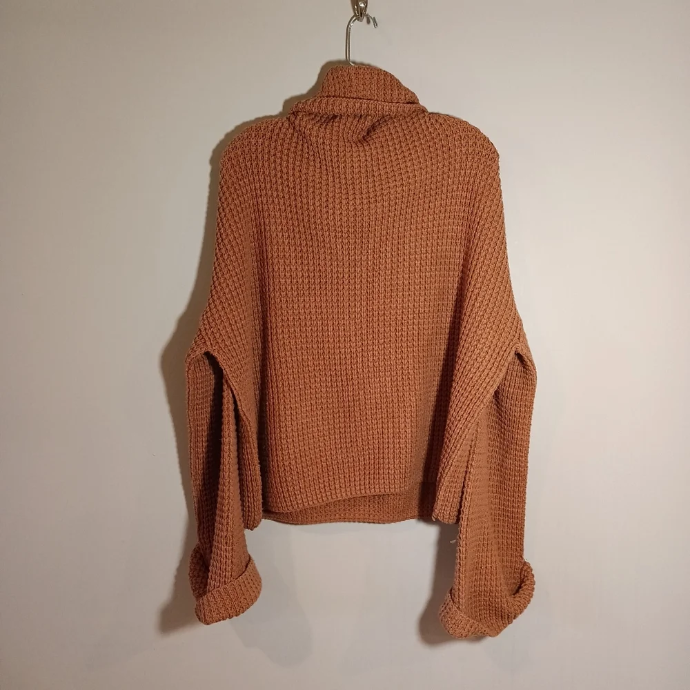 Free People Park City Waffle Knit Pullover Brown Size M